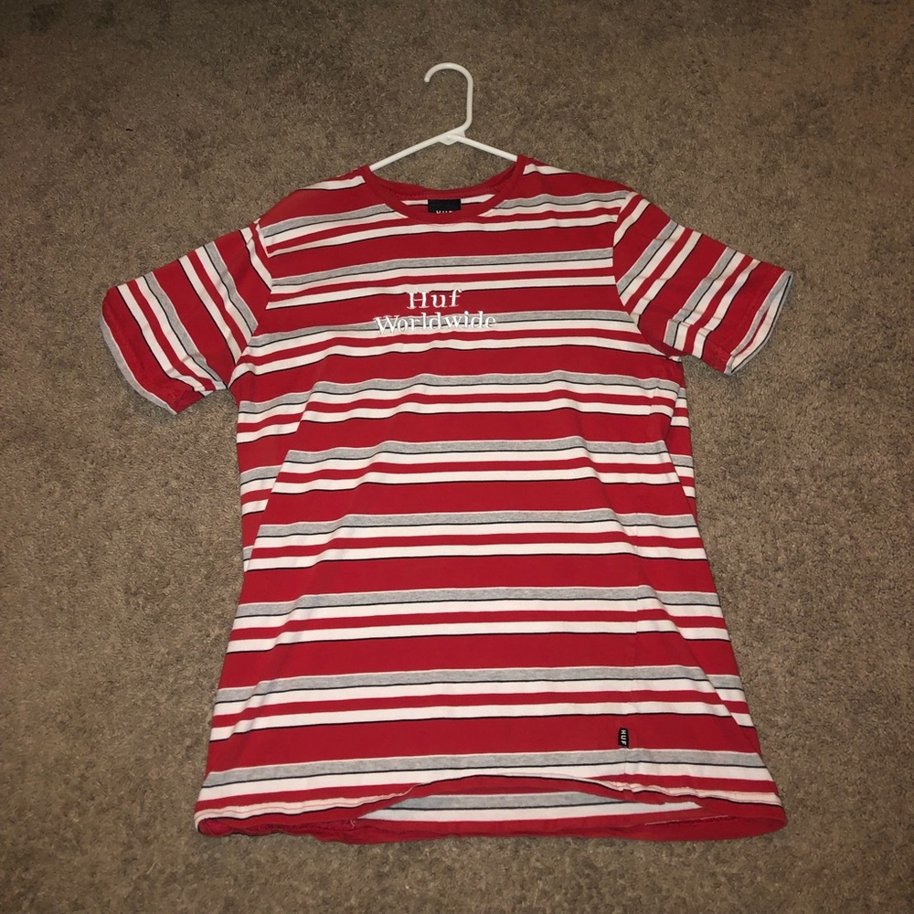 HUF WORLDWIDE RED STRIPED TEE